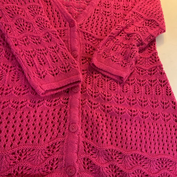 NWT Christopher & Banks Pink Crochet Cardigan Sweater - Picture 9 of 9